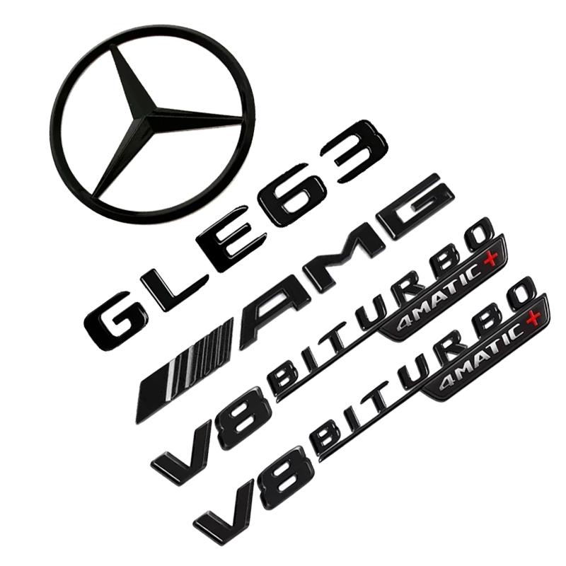 AAUX1 Letter Stickers Car Rear Trunk Emblem Fender Badge Front Grille Sticker For Mercedes Benz AMG GLE43 GLE400 GLE450 GLE53 GLE63S