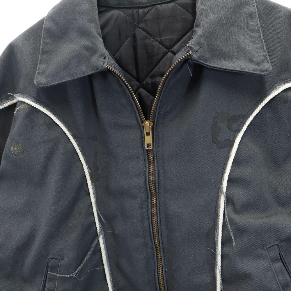 OLD 80s 90s Zip jacket gray Quilted back Men's Used