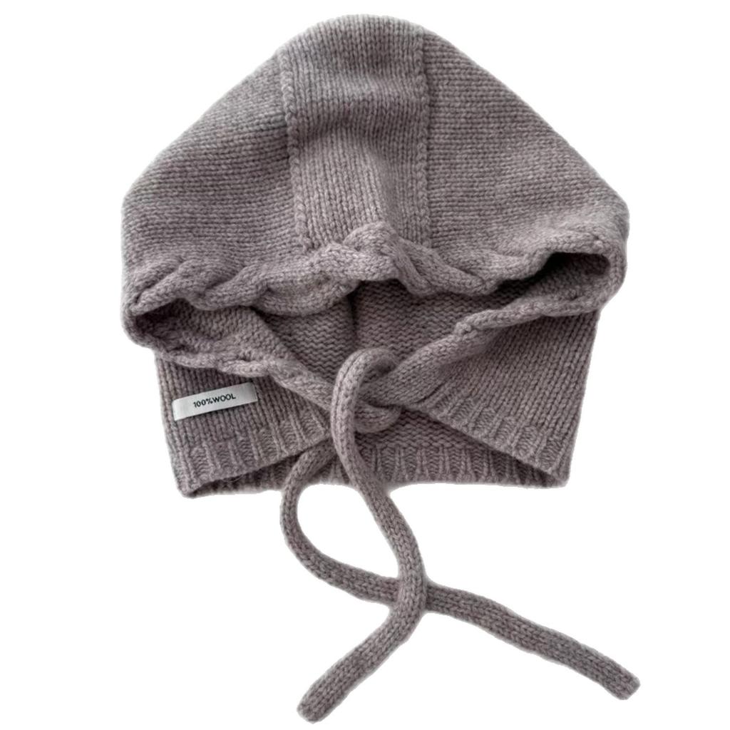 % Pure wool braided balaclava hat autumn and winter new warm and cold ear protection knitted hat children