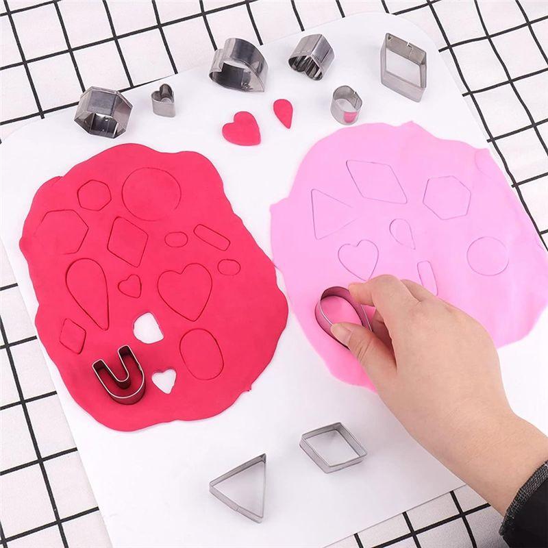A84E-60 Pcs Clay Tools Set,Polymer Clay Cutters For Earring Making, 51 Shapes Stainless Steel Clay Cutters Metal Clay Tools