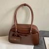 Women Vintage Underarm Bag Large Capacity Bowling Bag Soft PU Leather Shoulder Bag Handbag Internal Zipper And Polyester Lining