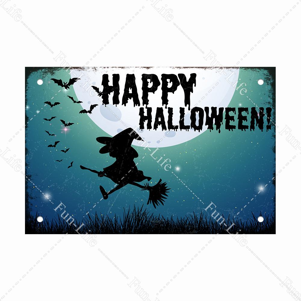 Halloween Shabby Chic Home Bar Festival Vintage Wall Decor Metal Tin Signs Pub Tavern Retro Pumpkin Decorative Plate 20x30cm