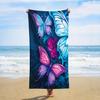 1Pc Retro Butterfly Floral Microfiber Beach Towel, Sand-Free & Lightweight. Portable Unisex Towel For Pool, Surfing And Fitness