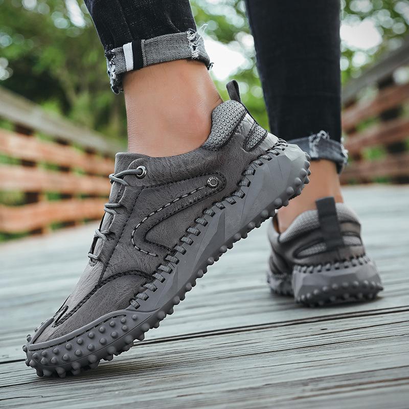 Autumn and Winter New Outdoor Leisure Leather Shoes Retro Low-Top Men's Shoes Trendy Plus Size British Style Work Shoes