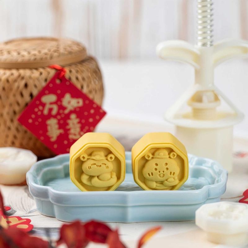 Hand Pressed Mooncakes Mold Chinese New Year Bean Pastes Cake Mould ABS Plastic Pastries Moulds for Baking Lover