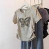 Plus Size Fat Girl Short-sleeved T-shirt Women's Summer New Slim Fit Unique Unique Versatile Butterfly Top