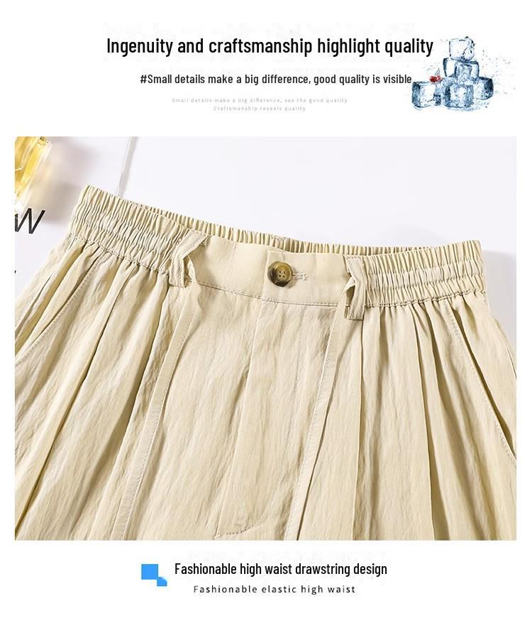 Pantalones de Verano para Mujer de Cintura Alta y Pierna Ancha: Ligero, Texturizado, Casual de Mezcla de Lino Estilo Japonés
