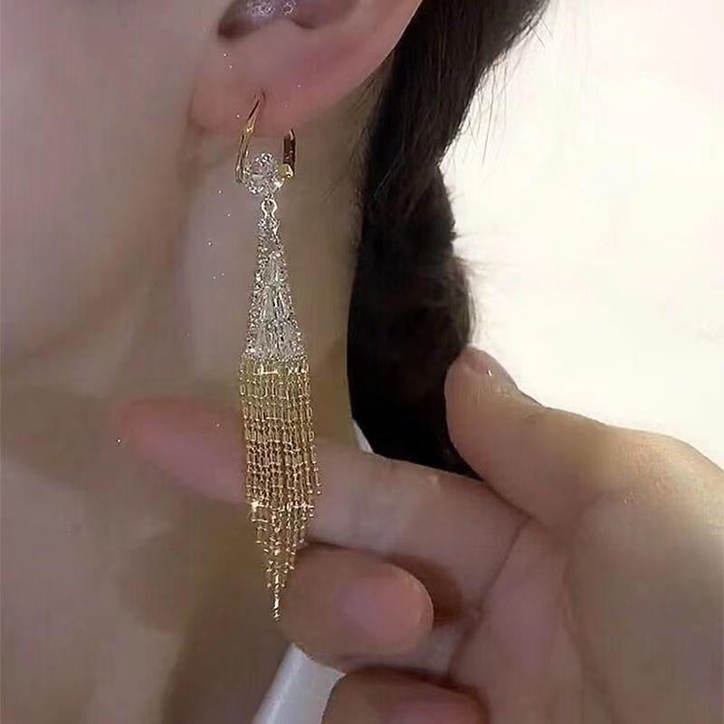 Glamorous Wheat Ear Tassel Earrings Fashion Elegant Stud Earrings Luxurious High-End Jewelry for Women