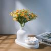 Lotus Striped Vase Tray Silicone Mold Set Diy Epoxy Resin Plaster Mold For Flower Arrangement Aroma Clay Craft Home Decoration