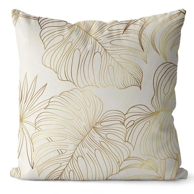 45x45 Cm Ginkgo Print Cushion Cover for Living Room Sofa Bedroom Home Decoration Square Polyester Pillowcase Waist Pillow Cover