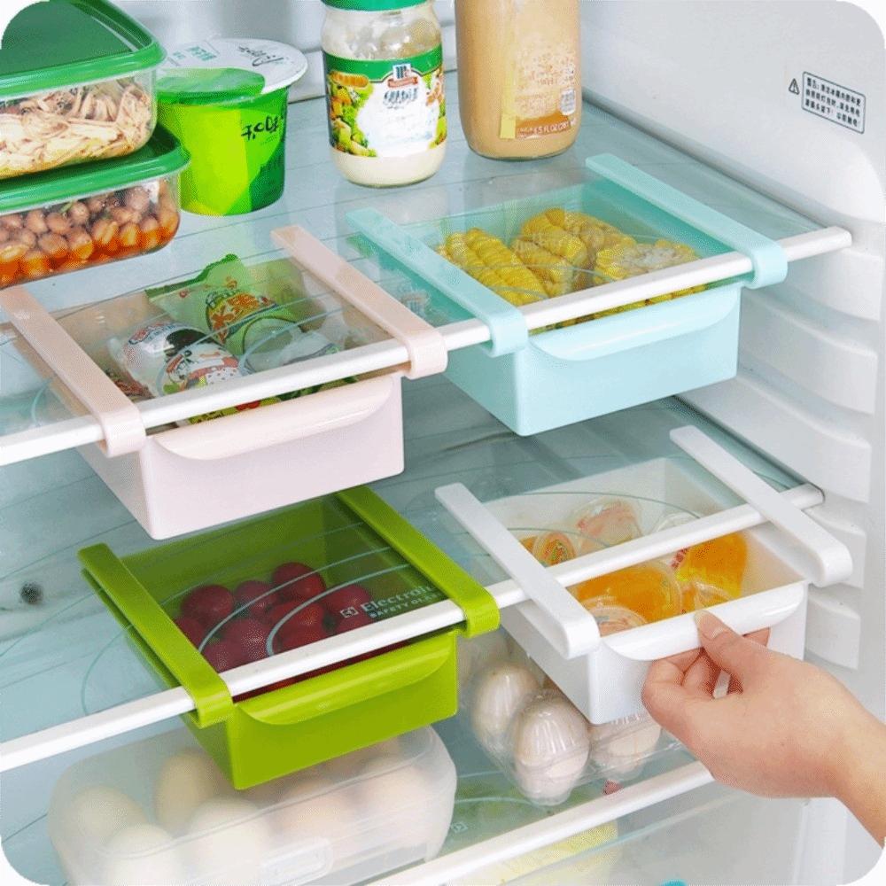 Sliding Pull-Out Fridge Drawer Organizer PP Plastic Storage Bins For Fridge Shelf