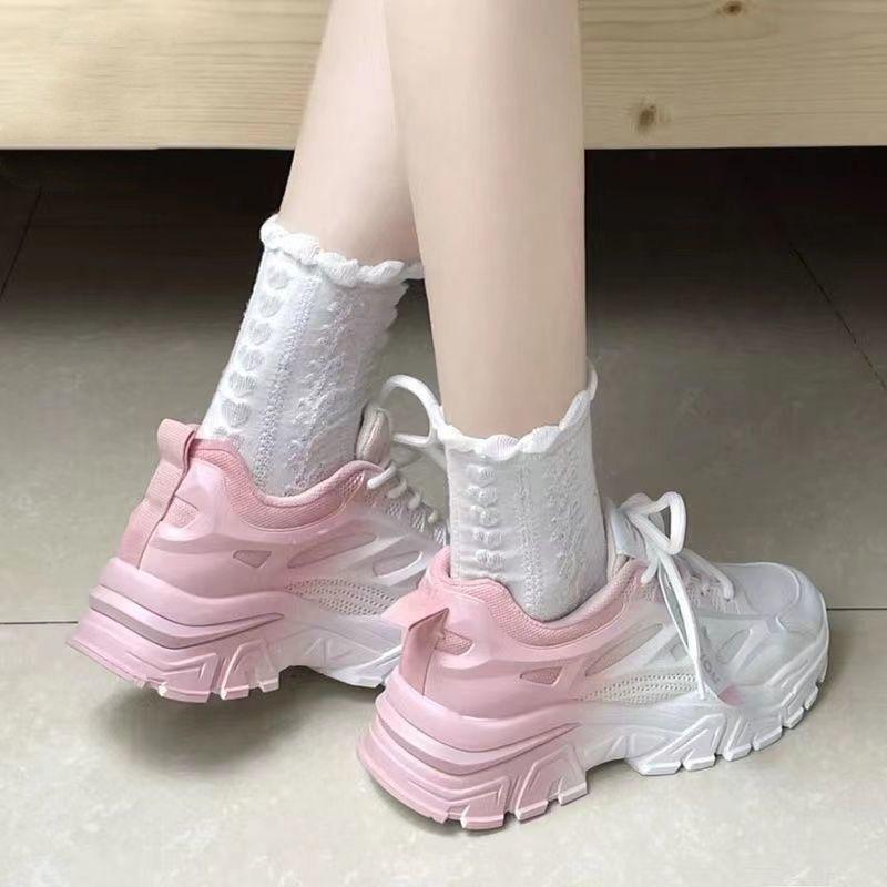 Popular peach powder gradual change dad shoes ins tide autumn shoes female versatile students high value campus casual shoes