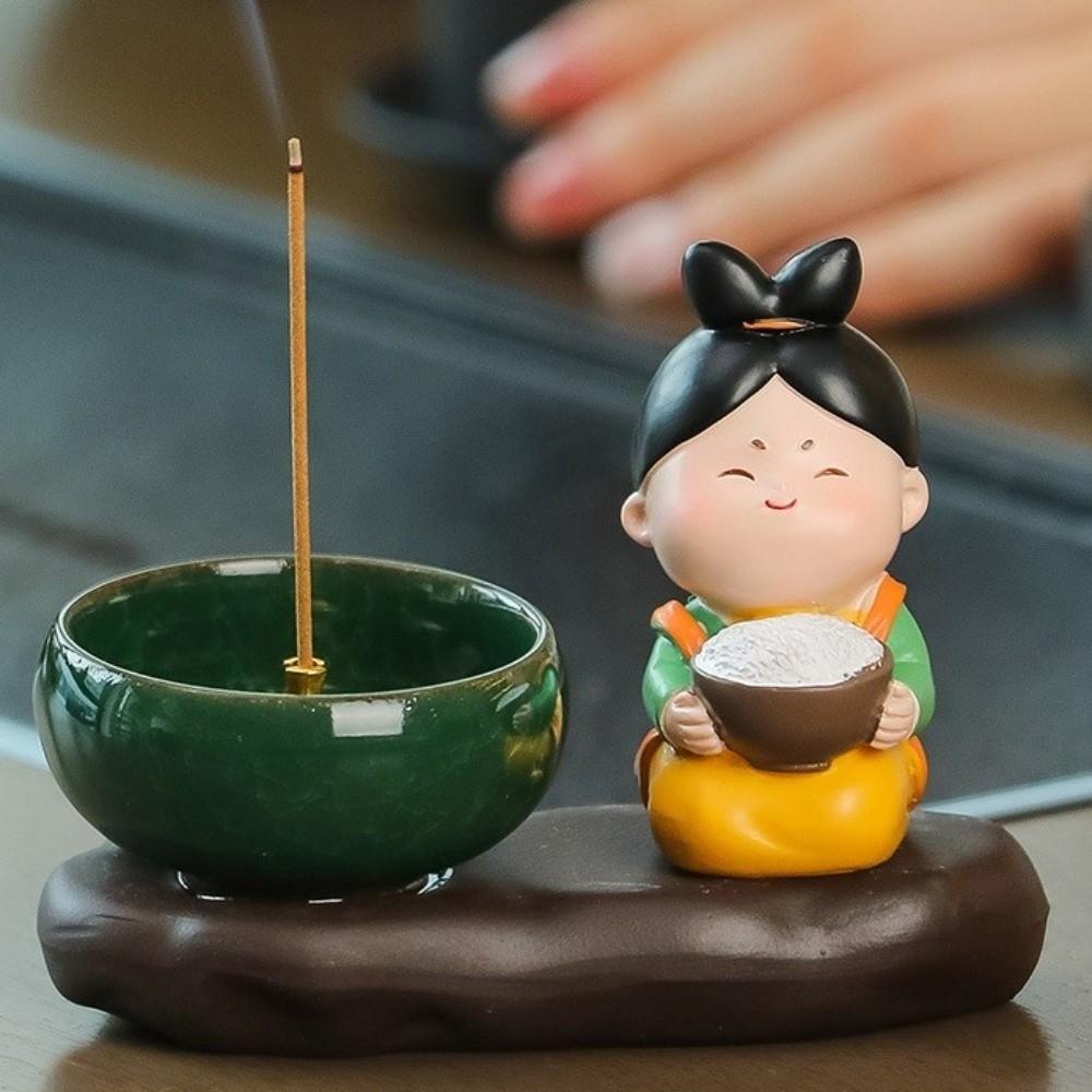 Creative Ceramic Incense Stick Holder Tang Dynasty Lady Cute Sticks Incense Tray  Handicraft