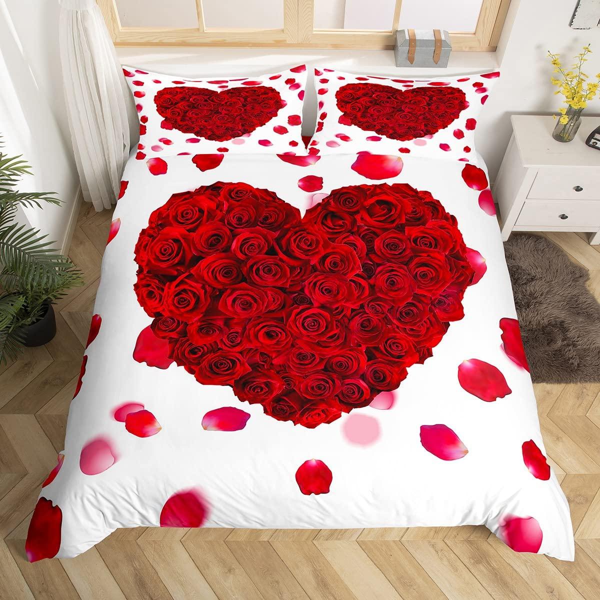 

Valentine Day Home Duvet Cover Sets Queen King Size Lightweight Quilt Covers Bedroom Decor Romance Bedspread Covers No Comforter (135x200cm)