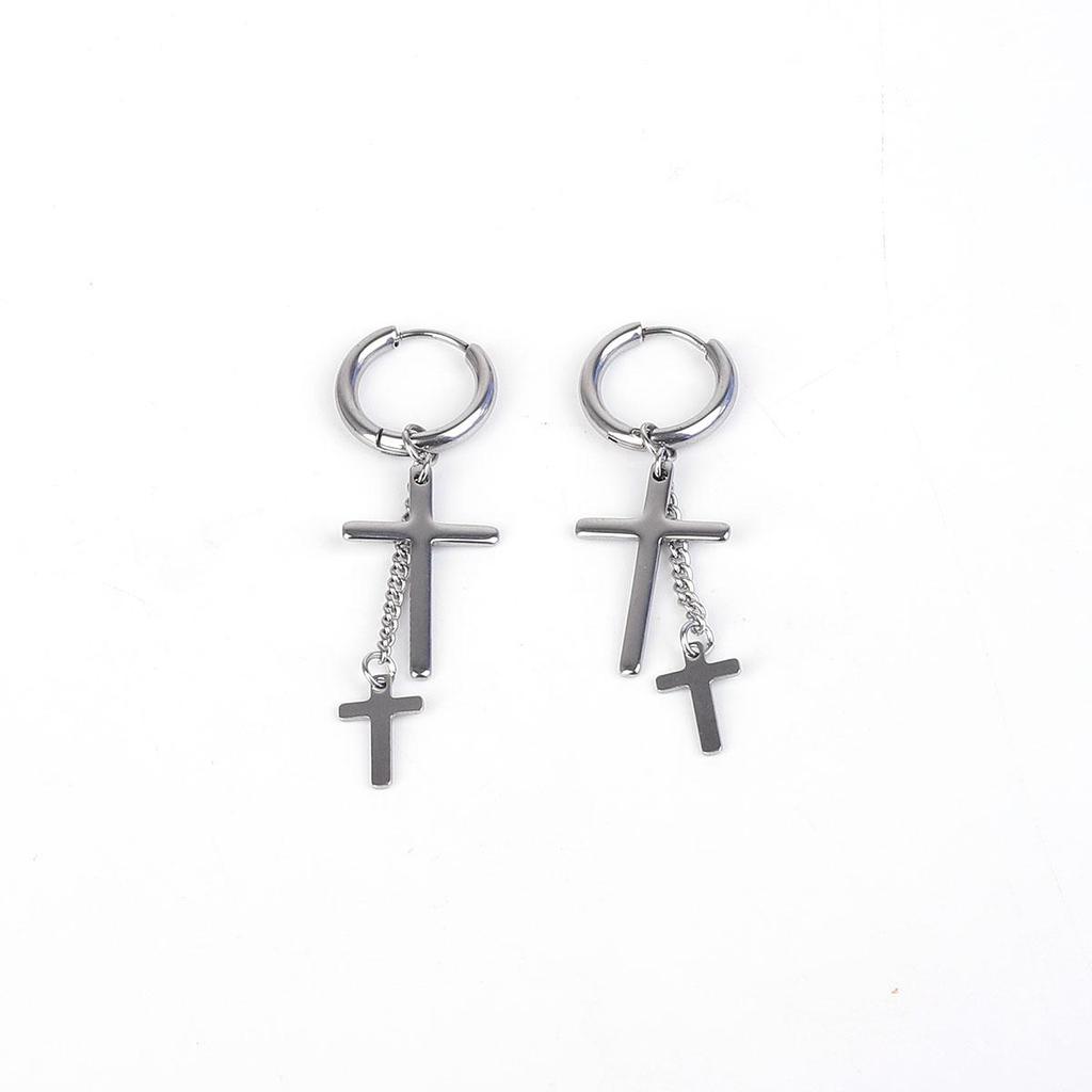 Titanium Steel Earrings Men Temperament Trendy Earrings Korean Women Long Tassel Chain Earrings