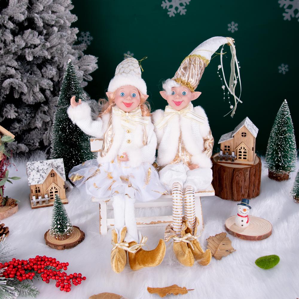 New Christmas Ornaments Plush Dolls Fabric Handmade Plush Elf Toy Ornaments Plush Elf Toy Boy and Girl Handmade