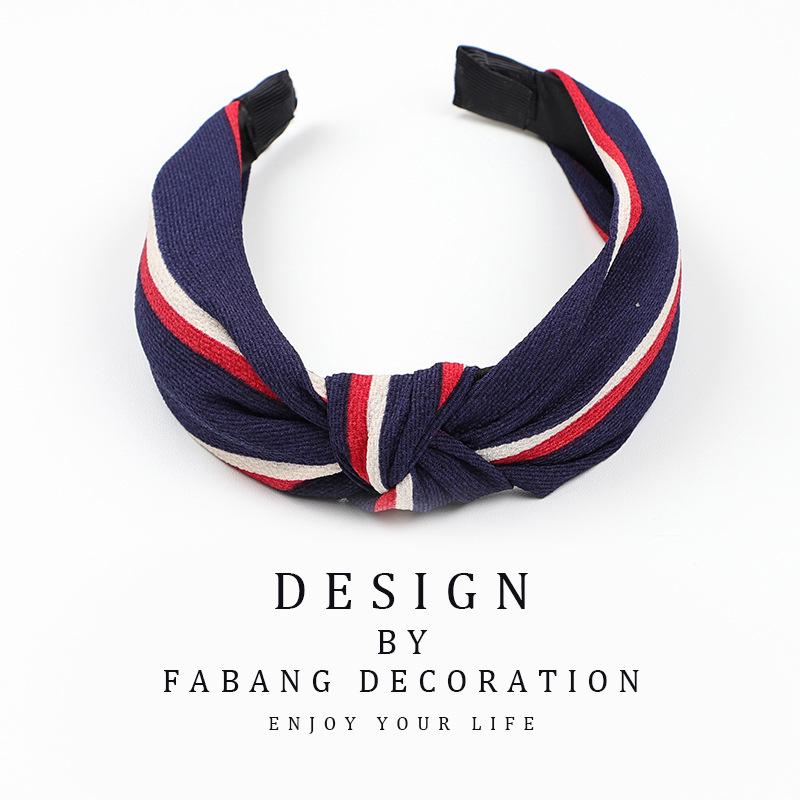 Korean Style Women's Striped Criss-Cross Bow Headband for Yoga & Face Washing