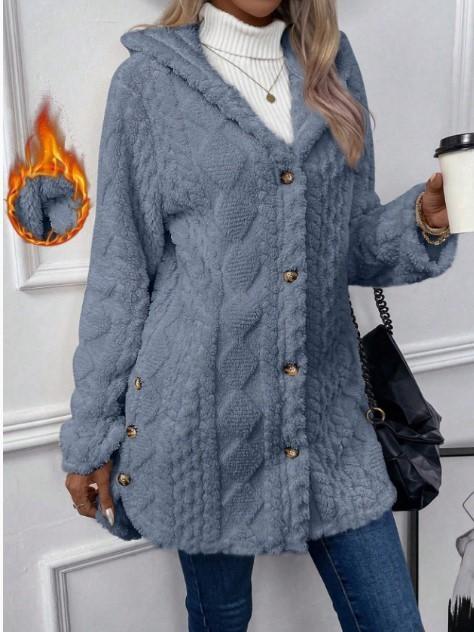 Women S Hooded Fleece Cardigan Long Sleeve Casual Warm Coat