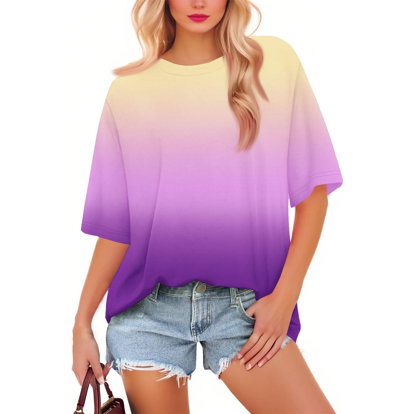 

Женская модная повседневная футболка с градиентным цветом, свободная, с круглым вырезом и коротким рукавом, модная праздничная футболка XXXL киноварь