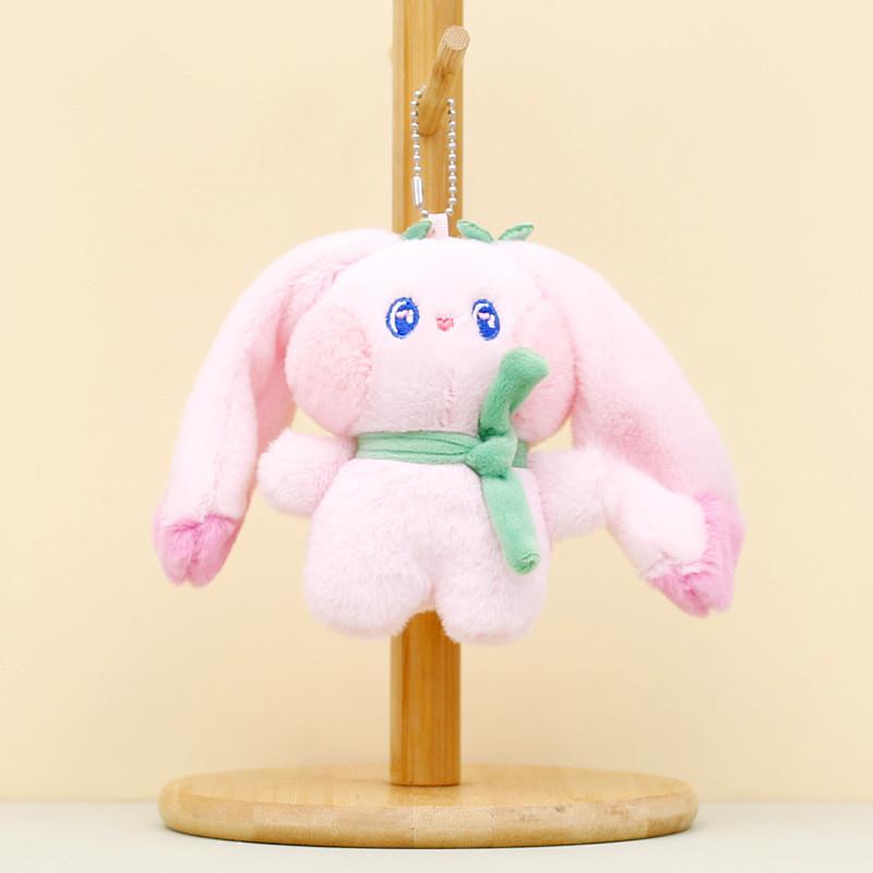 Cute Floppy Ear Bunny Plush Toy Keychain Soft Pink Rabbit Doll 11cm Pink