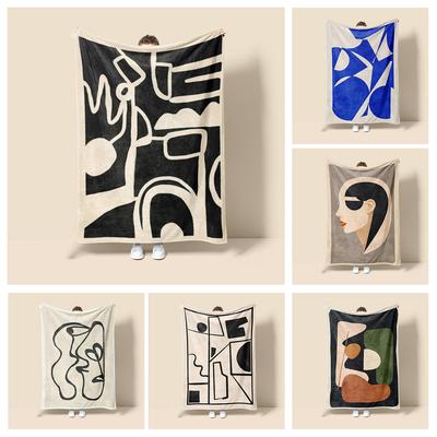 Skandinavischer Ins-Stil Morandi-Decke abstraktes geometrisches Design antistatisch Staub Netroots mit der gleichen Sofabezug-Decke