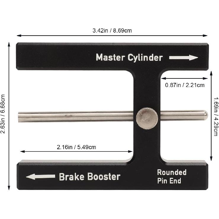 Brake Booster Adjustment Tool Aluminum Alloy Brake Master Cylinder Push Rod with Adjustable Pin