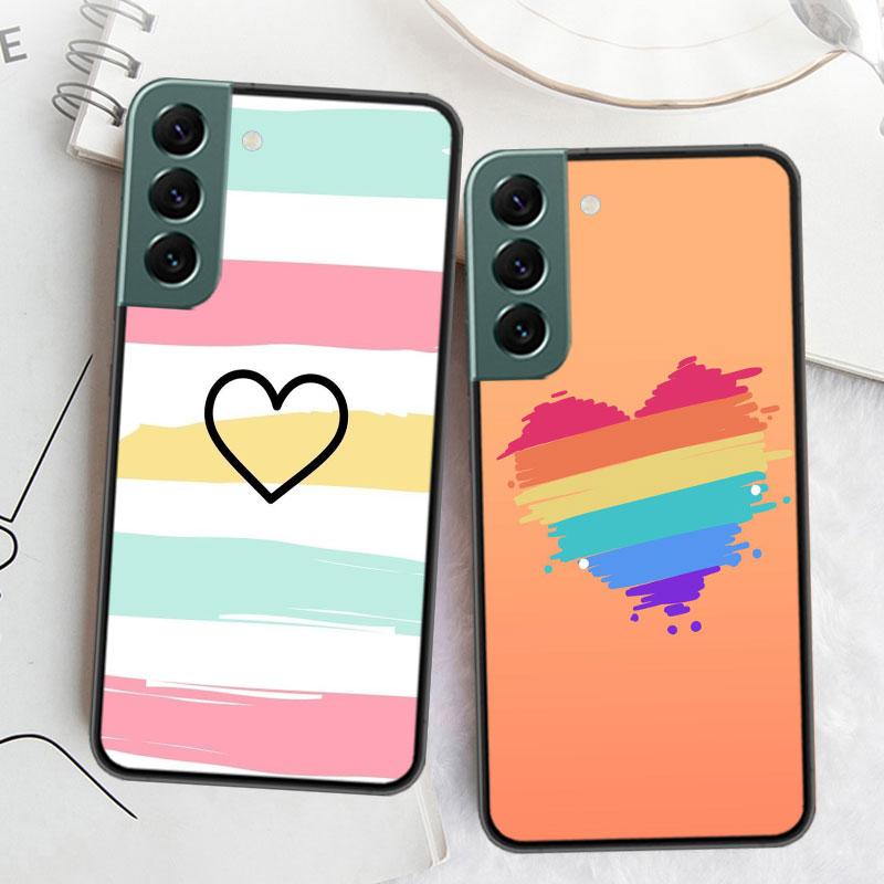 Rainbow Gradient Love Phone Case For Samsung Galaxy S22 S25 Ultra S21 S10 Plus S26 Edge S20 S23 S24 FE Cover Silicone Soft T
