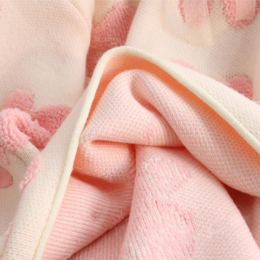 Autumn New Small Bear Fluffy Velvet 3D Bow Set Loose Knit Sweater Women Sweet Style Knit Top