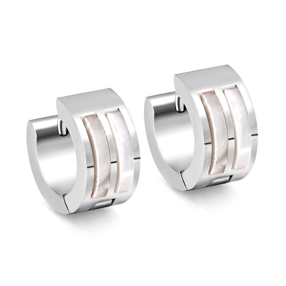 Minimalist Cool Tone Hoop Ear Cuffs White Shell Earrings Long Lasting Small Unique Design Jewelry