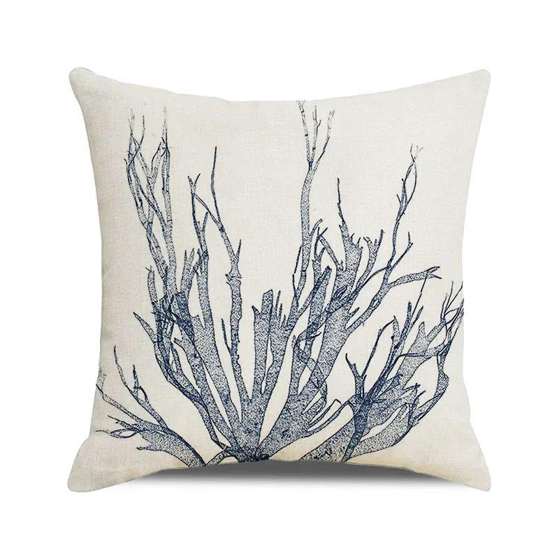 

45x45cm Watercolor Coral Marine Life Cushion Cover Custom Fish Animal Plant Linen Pillow Cases Sofa Home Decoration Pillowslip 16x16Inch
