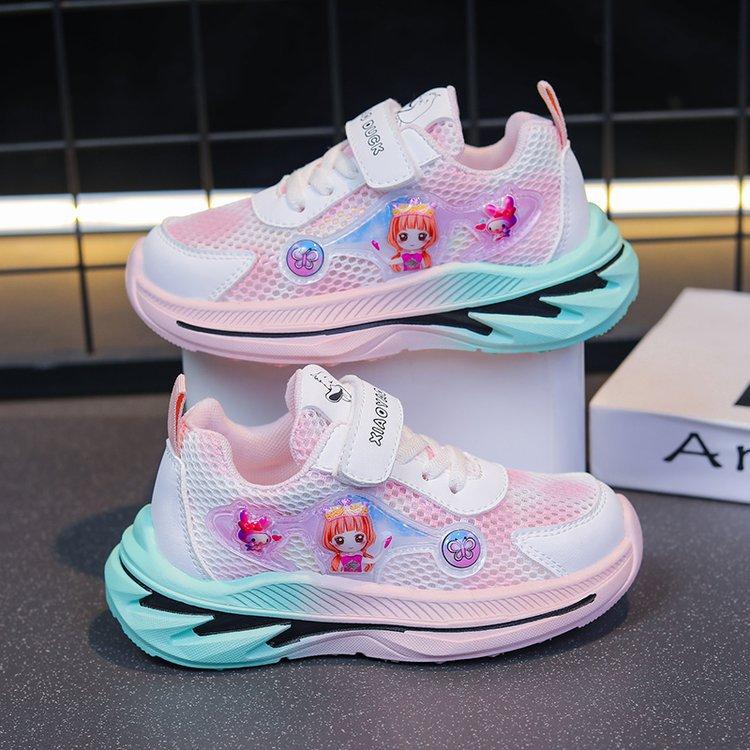 2025 summer new children's mesh shoes cartoon breathable sweet shoes girls running sneakers