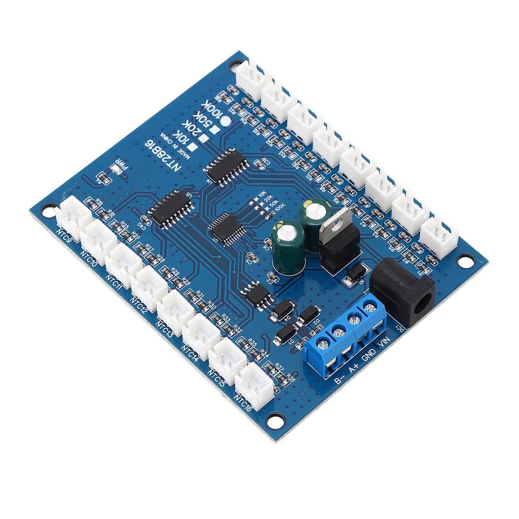 Temperature Sensor Module 16 Channels RS485 ‑20 celsius to +125 celsius Temp Measurement Board for B3950 1percent