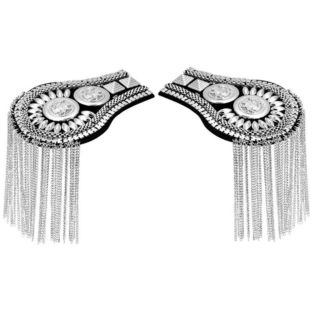 2Pcs Brooch Accessories Zinc Alloy Shoulder Board Tassel Decorations for Men Women Suits Stylish Chest Pin Jewelry