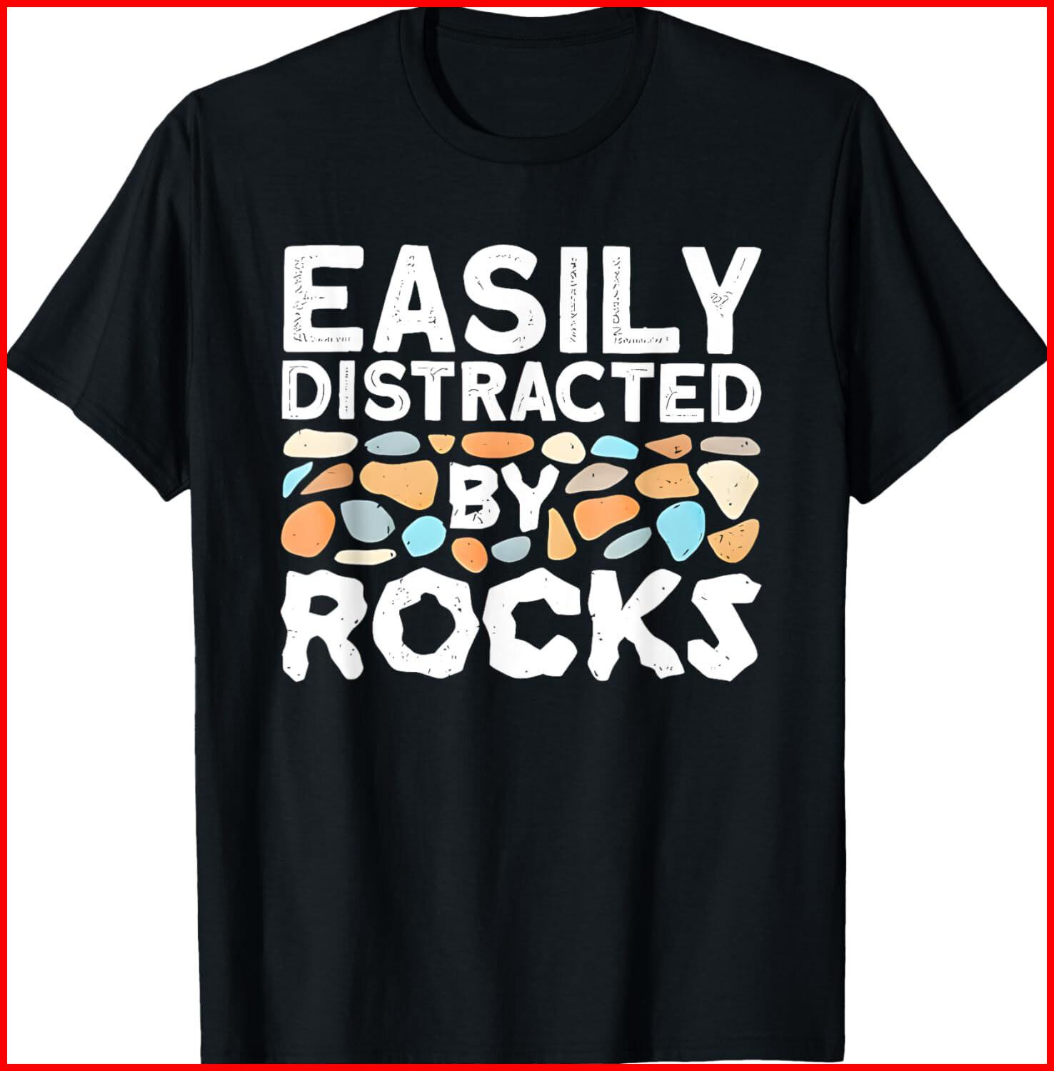 Easily Distracted By Rock Vintage black T-Shirt S-5XL XXXL
