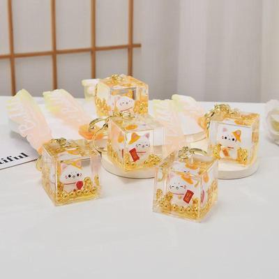 Lucky Cat Oil Cube Acrylic Keychain & Bag Pendant