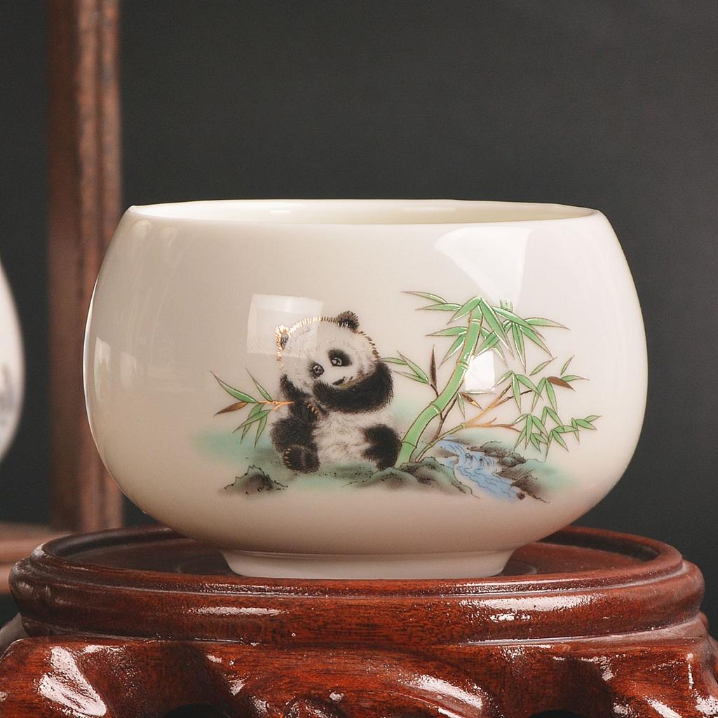 Porcelain master teacup tea bowl single teacup Dehua cup single cup kung fu teacup drinking tea business gift master cup