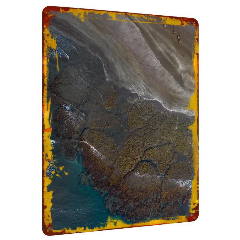 

Coastal Aerial Landscape Custom Metal Wall Art Modern Home Decor Living RoomWall Hanging Decor 20x30cm（7.8x11.8inch）