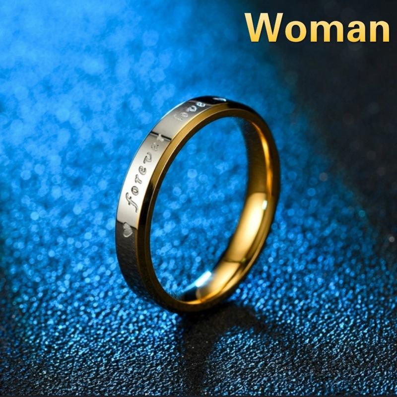 ForeverLove Love-Schriftzug, Edelstahlring, 4/6 mm, Gold und Silber, erotischer Paarschmuck