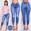Jeans strappati casual alla moda da donna Pantaloni jeans elasticizzati con grande elasticità Jeans skinny per donna