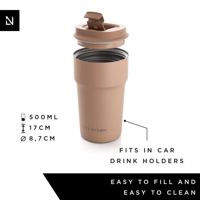 Mug isotherme - lars nysøm - bevægelse - 500ml - acier inoxydable - sans bpa