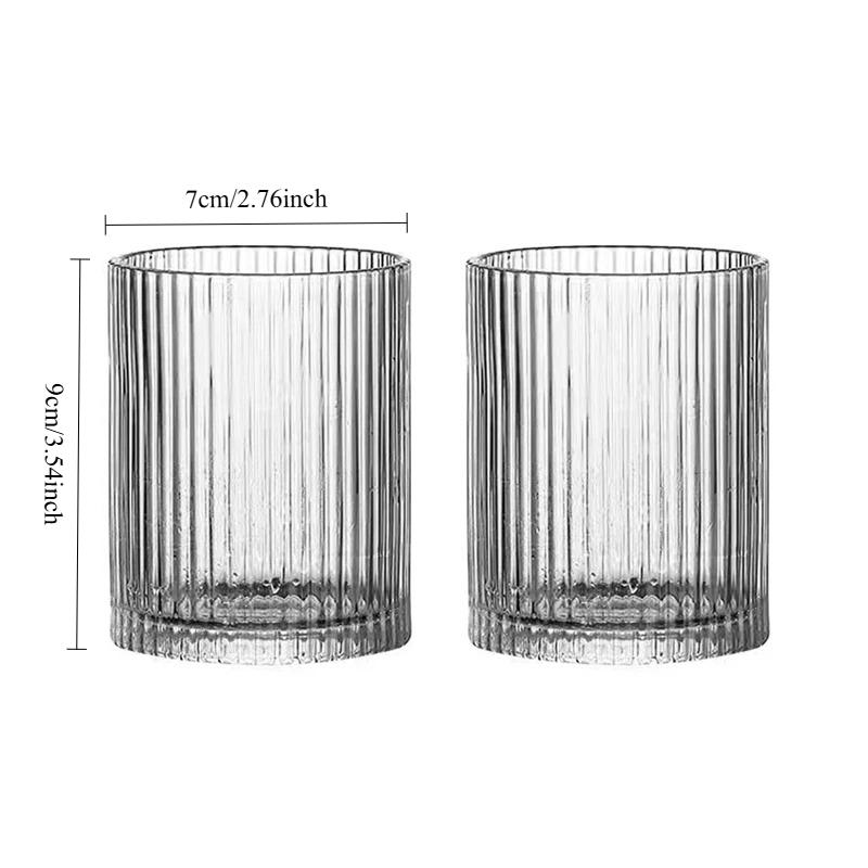 

250ml/360ml Korean Style Cocktail Glass Art Design Juice Tea Cold Drink Cups Restaurant Iced Latte Coffee Cup Striped Glass Cup 2pcs
