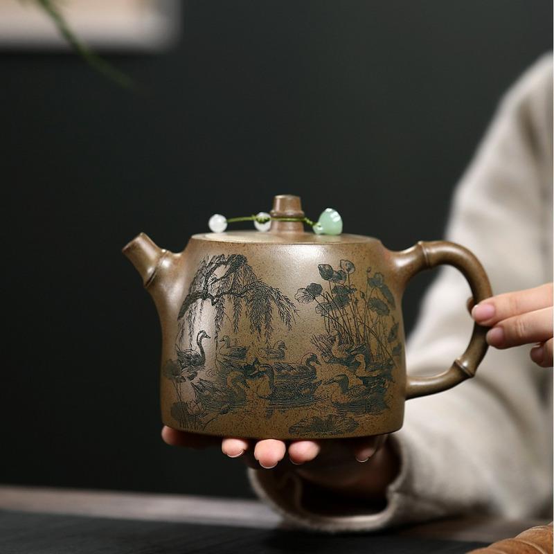 700ml Boutique Yixing Purple Clay Teapot Handmade Han Duo Pot Raw Ore Agilawood Mud Tea Soaking Kettle With Infuser Zisha Teaset