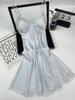 2026 New Sexy Nightgown for Women: Spaghetti Strap Ice Silk Pajamas with Chest Pads