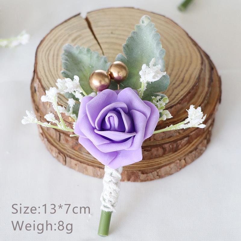 Anstecker Blumen Künstlich Weiße Rosen Seide Elfenbein Corsage Knopfloch Trauzeugen Anstecker für Herren Hochzeitszubehör