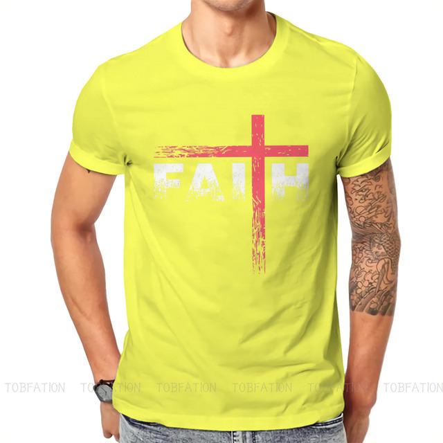 Christian Faith Cross Essential Tričko Vintage Graphic Pánské oblečení Topy Bavlněné tričko s výstřihem
