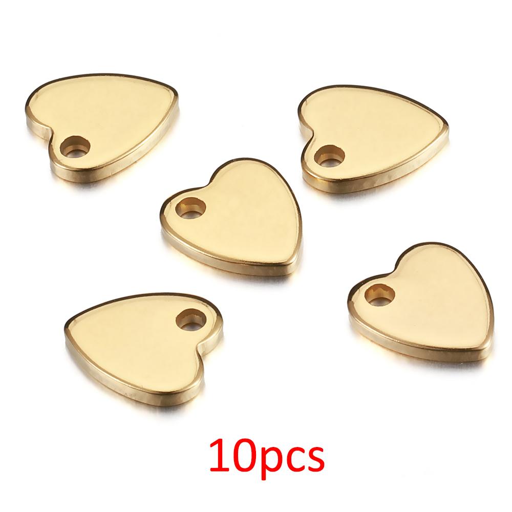 30pcs 10pcs Gold Color Stainless Steel Love Heart Charms Pendants for DIY Jewelry Making Necklace Bracelet End Tail Ornaments