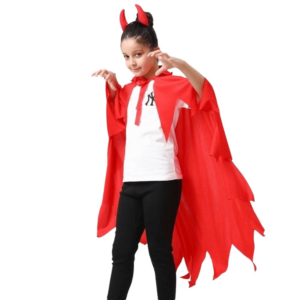 Smock Style Demon Cloak Headband Set With Headband Party Masquerade Cloth Cosplay Costume  Men