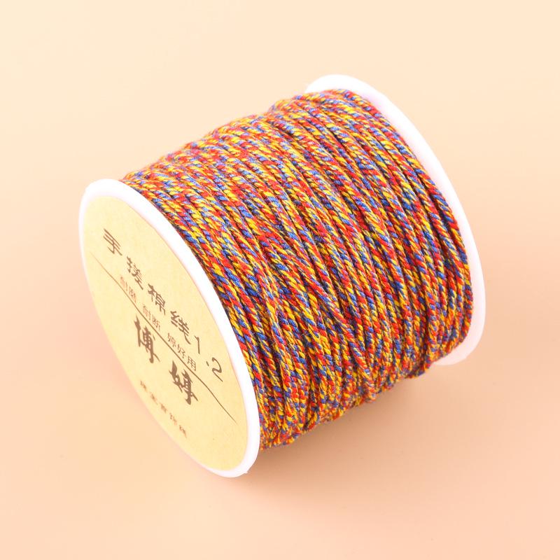 20m Multicolor Tie-Dyed Cotton Thread for DIY Moon Bodhi Bracelet
