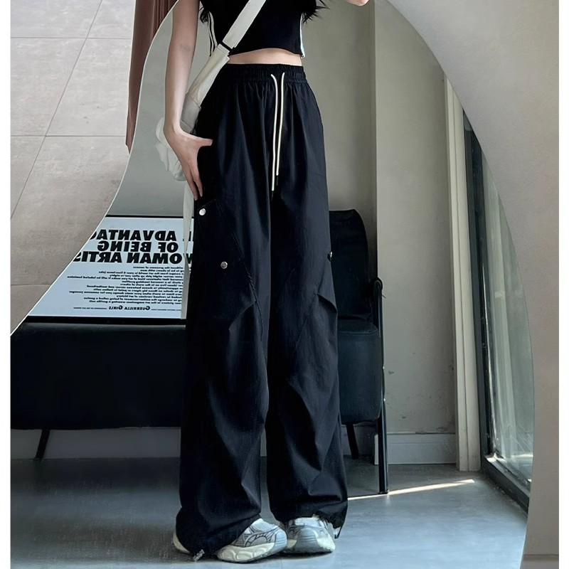 Women's XS Off-White Quick-Dry High-Waisted Wide-Leg Cargo Pants - Petite, Summer 8-Point Style