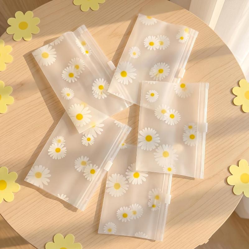 50/100Pcs Print Frosted Zipper Bags Transparent Plastic Storage Pouch Reusable Seal Bag For Jewelry Cosmetic Stationery